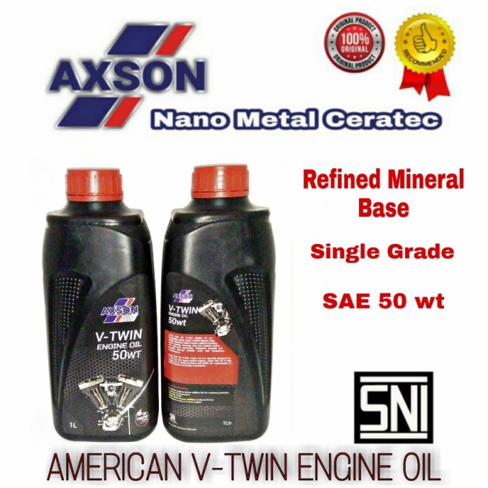 Axson Lube : Refined Mineral Base Single Grade Sae 50 Wt 1L-Oli Harley