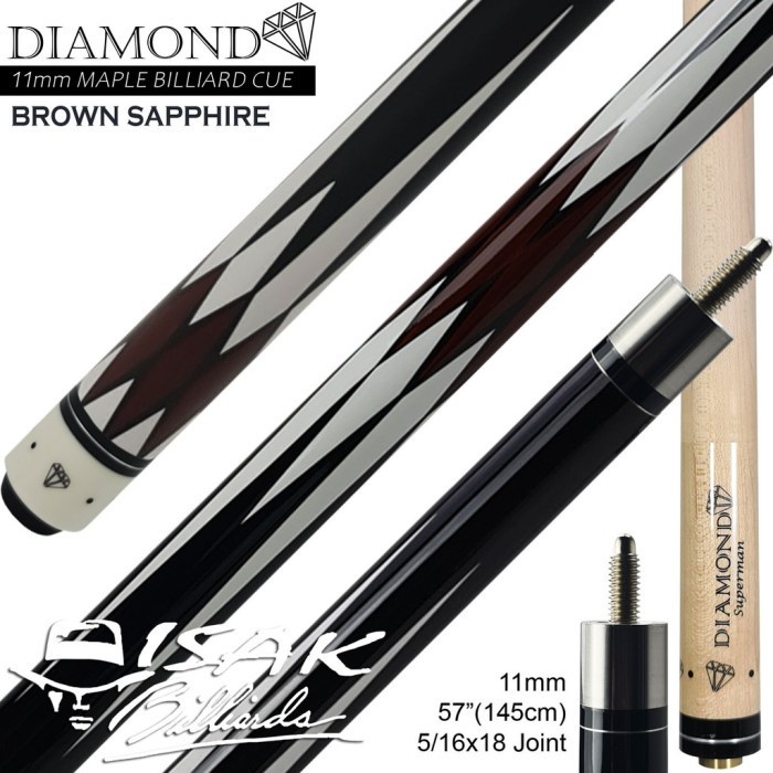 TERBARU Diamond 11mm Maple Cue - Brown Billiard Stick Bola Kecil Tanggung Besa