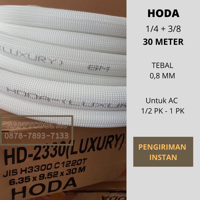 Pipa AC Merk HODA Tebal 0.8 mm Pipa AC 1/4 X 3/8 (30 Meter) INSTAN Harga Murah