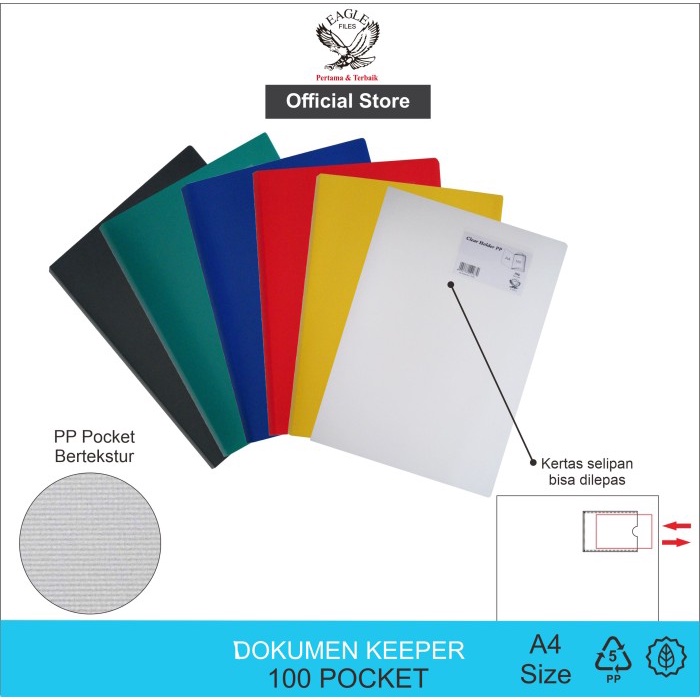 

EAGLE FILES Clear Holder Document Keeper Display Book A4 100 Pocket Kode 652