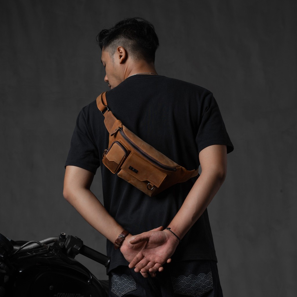 Reven Leather Ta Pinggang Wait Bag Pria Ulit Broto Bag