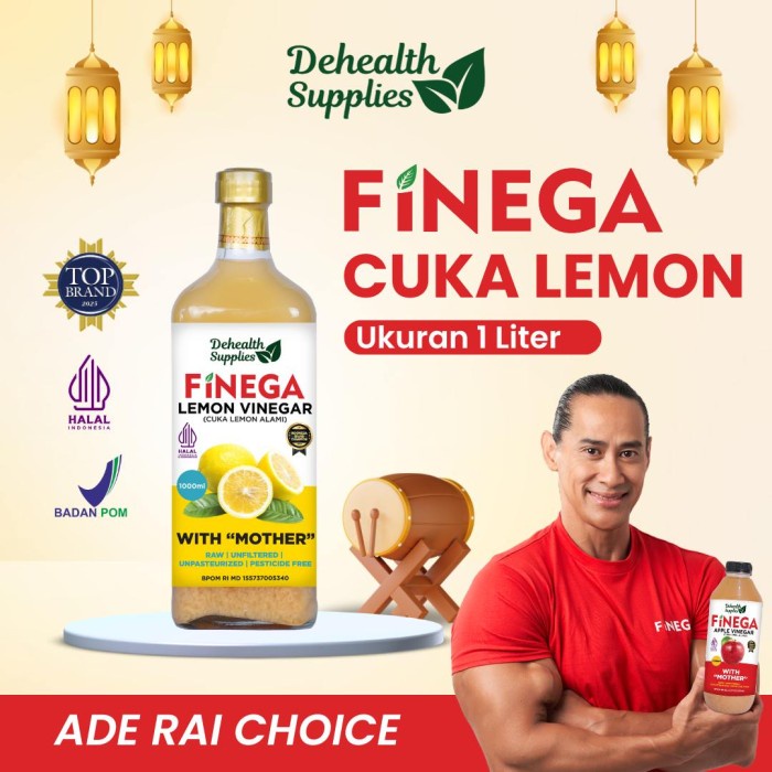 

FINEGA CUKA LEMON 1000ml Kemasan Kaca