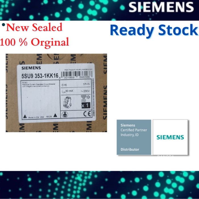 SIEMENS 5SU9353-1KK16 RCBO, Icn: 4,5kA, 1P+N, Type AC, 30 mA