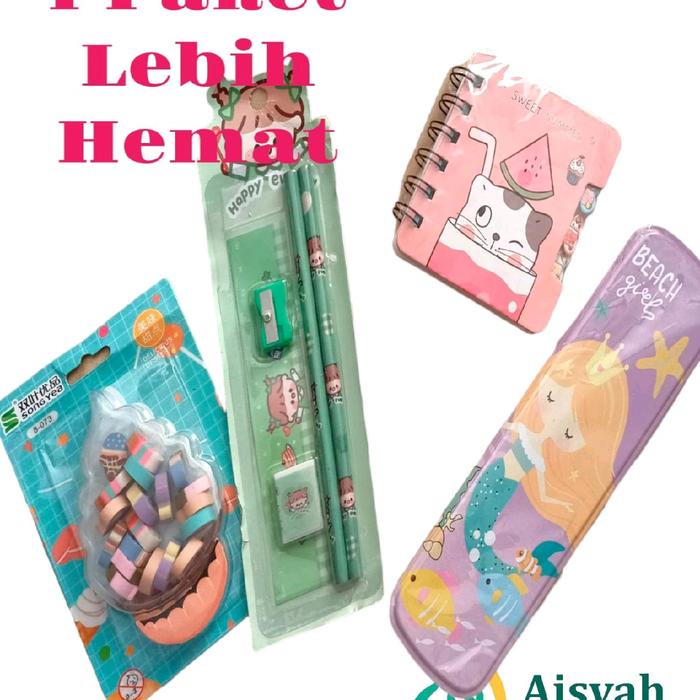 

TERLENGKAP Paket Hemat alat tulis sekolah isi pensil tempat pensil pengahapus beserta buku catatan