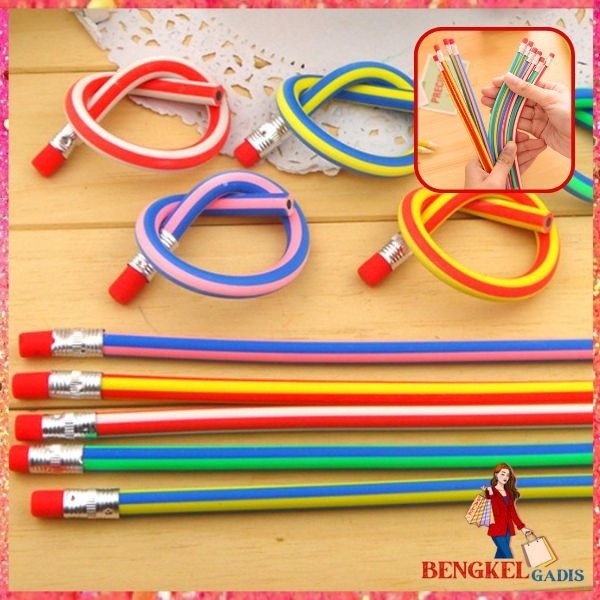 

PRODUK TERBATAS BG Pensil Lentur Fleksibel Pensil Gulung Flexibel Pensil Sekolah Lentur Unik Lucu