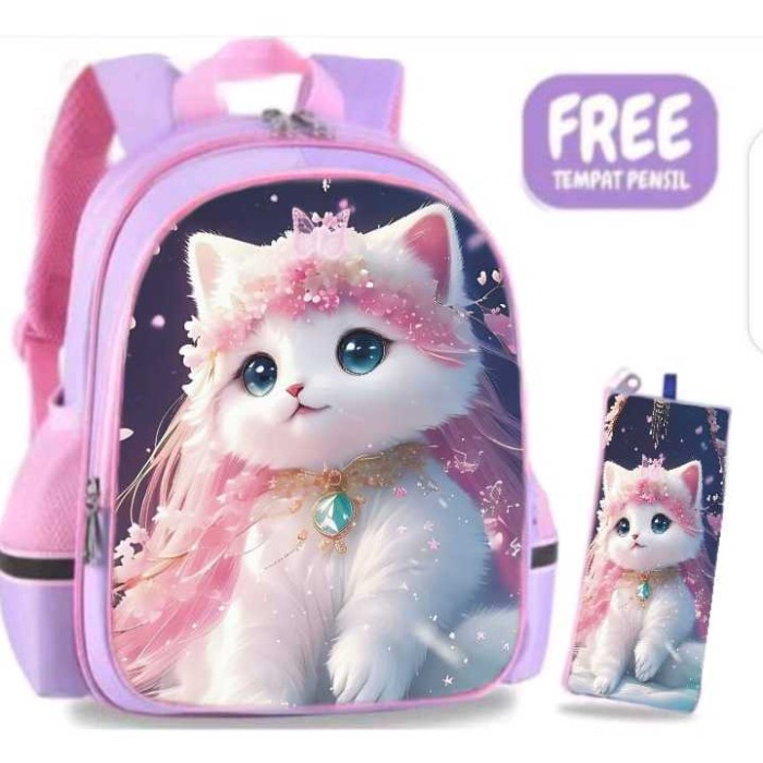 

BERMUTU BPT Tas Ransel Sekolah Anak Perempuan TK dan SD Karakter KUCING LUCU Kualitas PREMIUM dan
