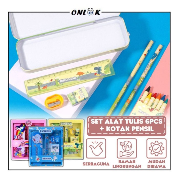 

SALE Set Alat Tulis 8015 + Kotak Pensil Karakter / School Supplies for