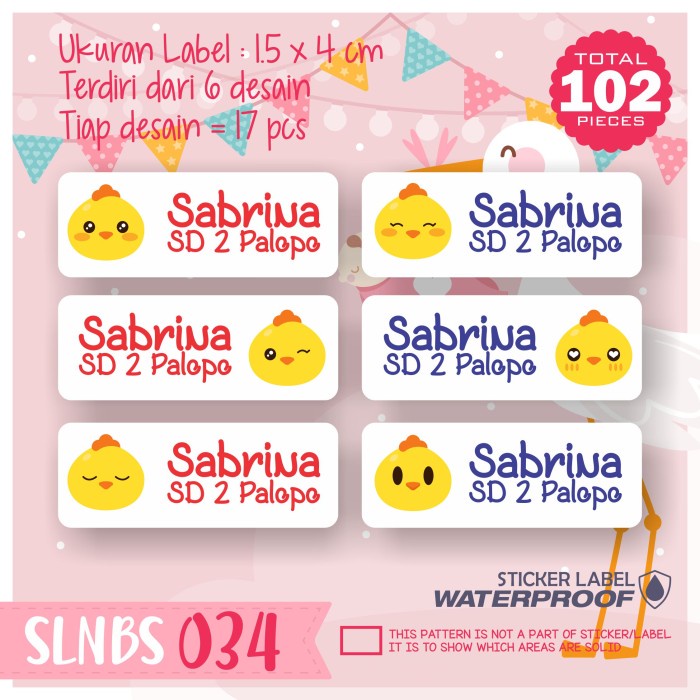 

GRATIS ONGKIR stiker label nama anak pensil buku tas sepatu sekolah SLNBS-034