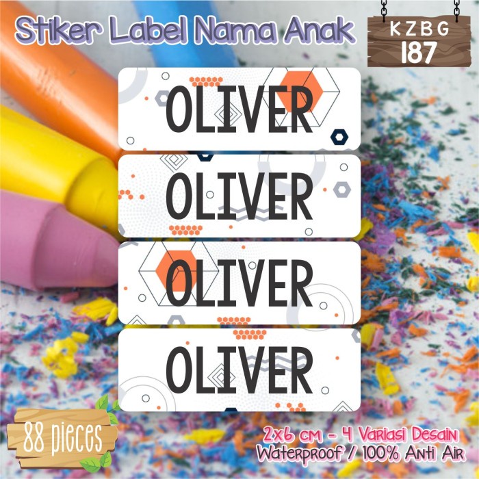 

BIG SALE stiker label nama anak waterproof pensil sepatu sekolah botol KZBG-187