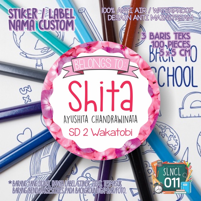 

TERPERCAYA stiker label nama anak jilbab pensil buku tas sepatu sekolah SLNCL-011