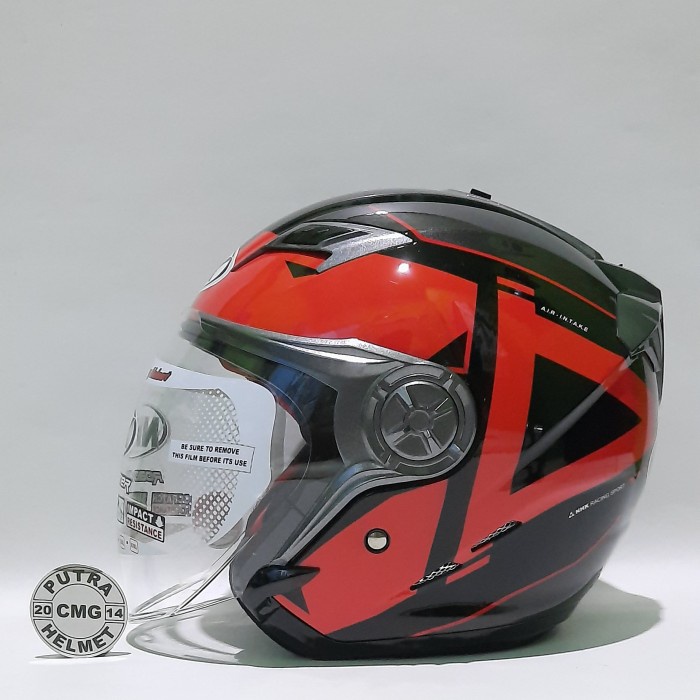 Helm Nhk Gladiator Grande Black Red Double Visor