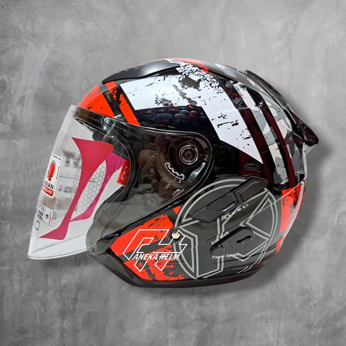 Helm Kyt Galaxy Slide #5 Motif Black Red Fluo