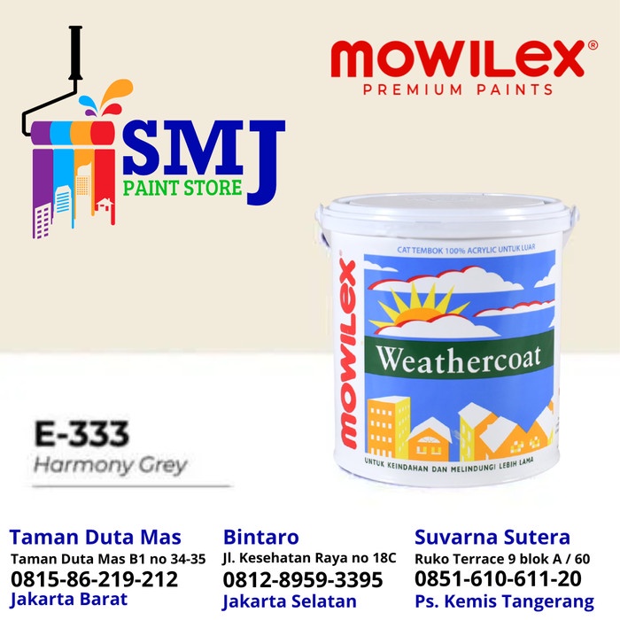 Cat Tembok Eksterior Mowilex Weathercoat E333 Harmony Grey 2,5L