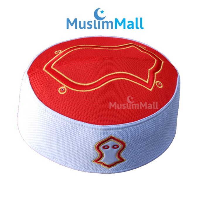 TERBARU Peci Songkok Bordir Terompah Nabi Merah Putih - TheKufi