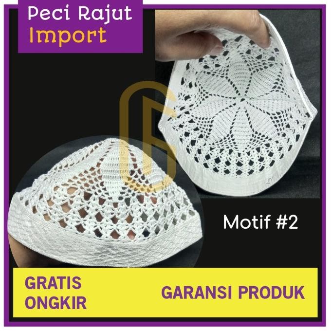 Peci Rajut Import Madinah (Saudi) Motif Bangladesh