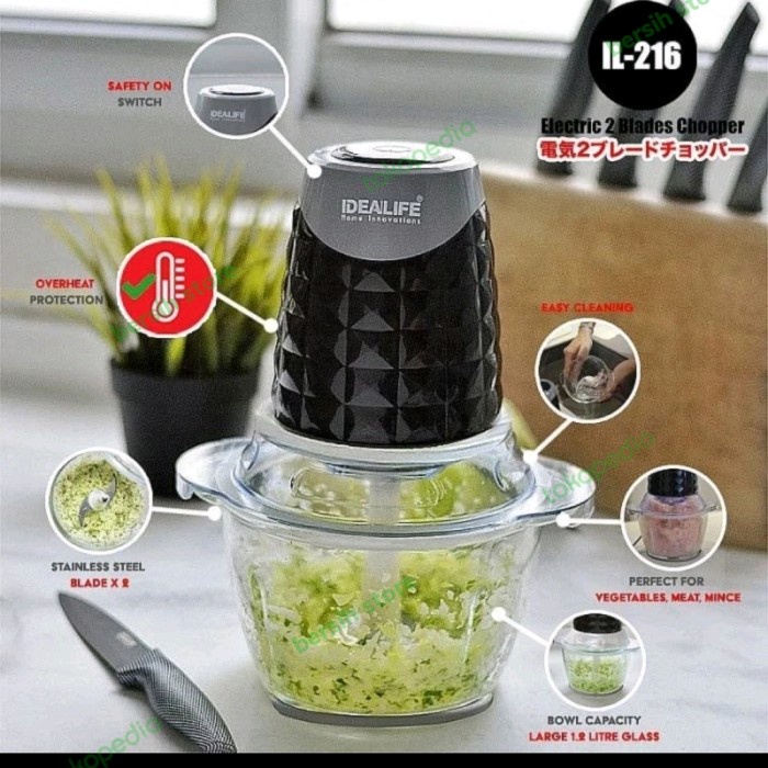 Produk Unggulan] IDEALIFE CHOPPER PENGGILING DAGING, BASO, MAKANAN BAYI, DAN BUMBU