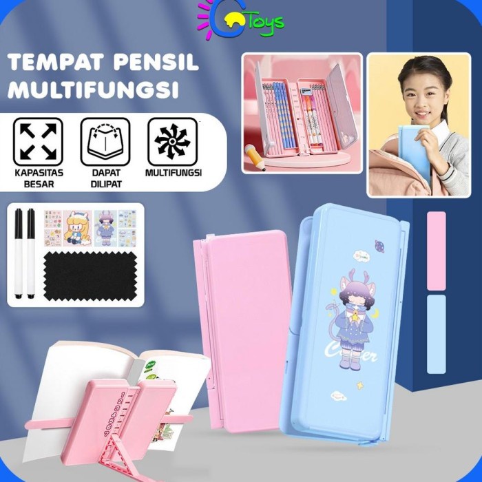 

Cr-A73 Tempat Pensil 2In1 Multifungsi Dengan Tatakan Buku Dan Papan Tulis Praktis / Kotak Pensil