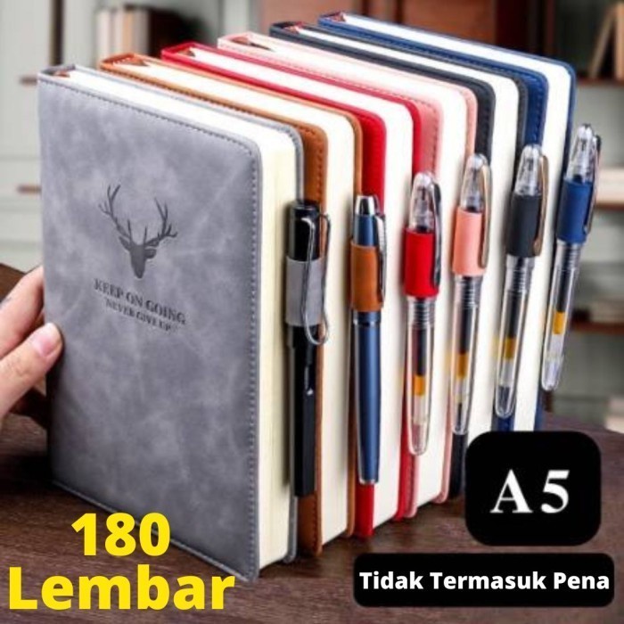 

Buku Agenda Harian A5 Notebook Catatan Binder Cover Kulit 180 Halaman