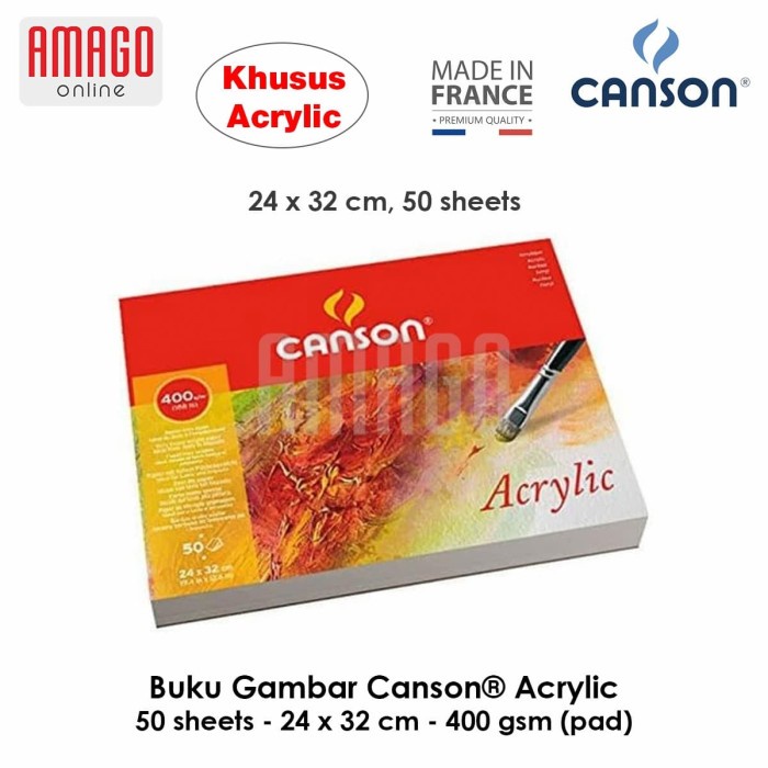 

Buku Canson Acrylic - 50 Sheets - 24 X 32 Cm - 400 Gram - 200807412