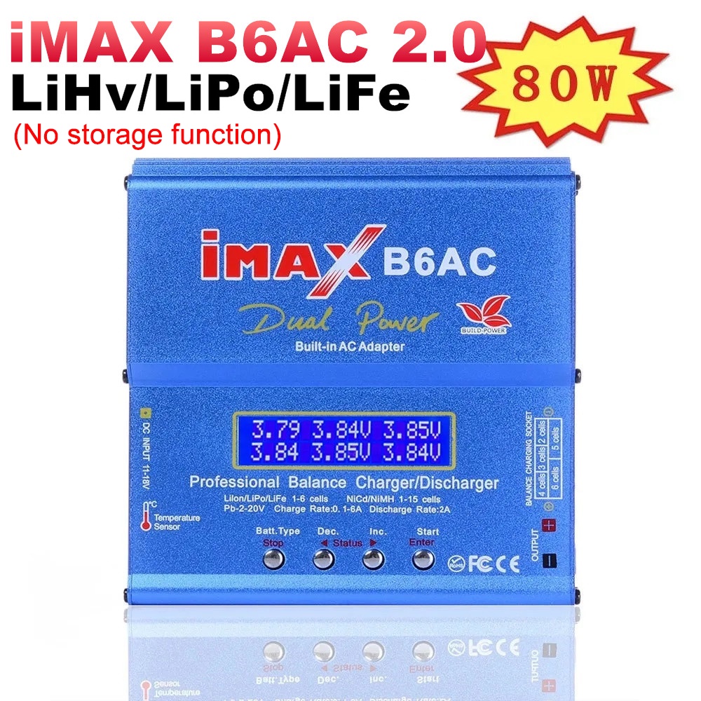 CAGA 80W iMAX B6AC 2.0 RC Balance Charger For Lipo NiMH Li-ion LiFe NiCD LiHV Battery Charger For 2S