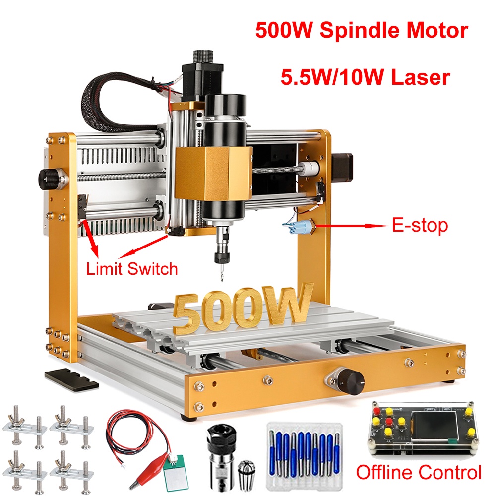 SINE Mini CNC Router 3018 Pro Aluminum Frame CNC 3018 Plus Upgrade Kit NEMA17 Stepper Motor 500W Spi