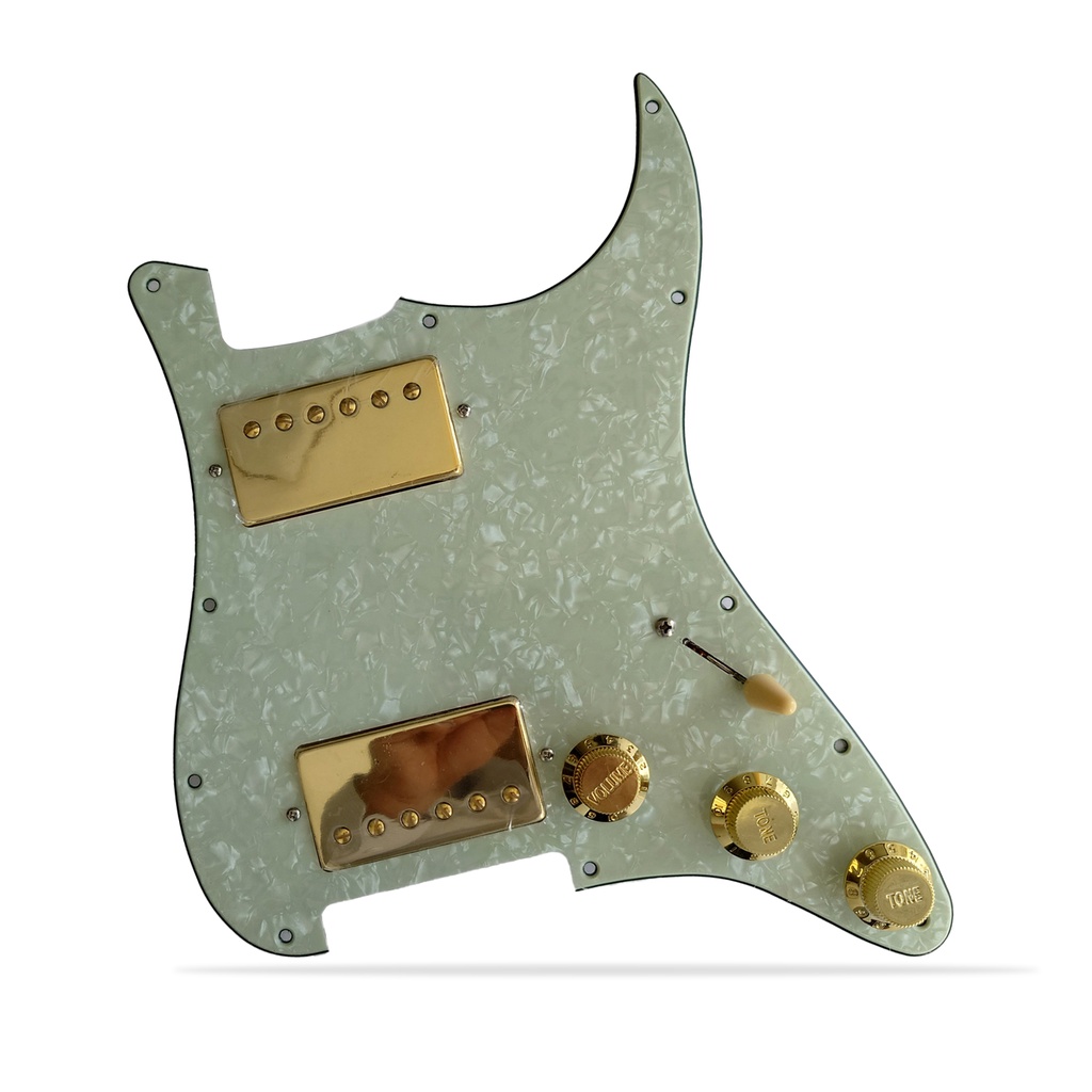 SINE Upgrade Prewired HH Pickguard 2 Alnico V Gold Humbucker Coil Split 5 Way Blade for ST Professio