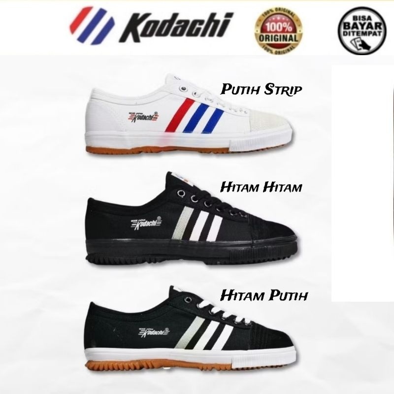 Produk Terbaru  Kodaci Sepatu Cowok Cewek Badminton Lari Sekolah Hitam Putih Kodachi 8111 Capung
