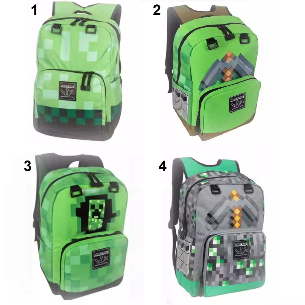 Mojang Minecraft Bag Backpack Tas Ransel Sekolah Creeper Axe Original