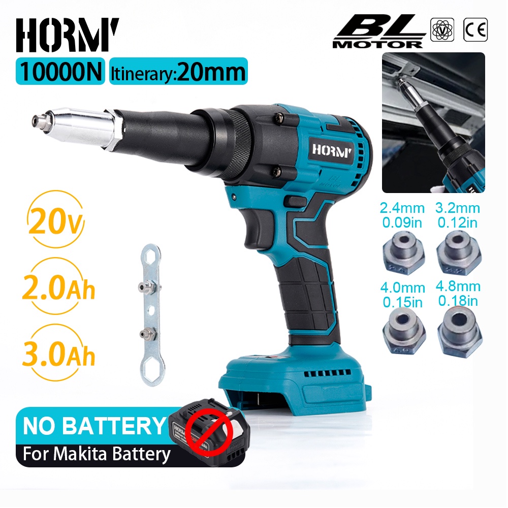 NAUX 10000N Brushless Electric Rivet Gun 2.4~4.8mm Cordless Rivet Nut Gun Drill Insert Automatic Riv