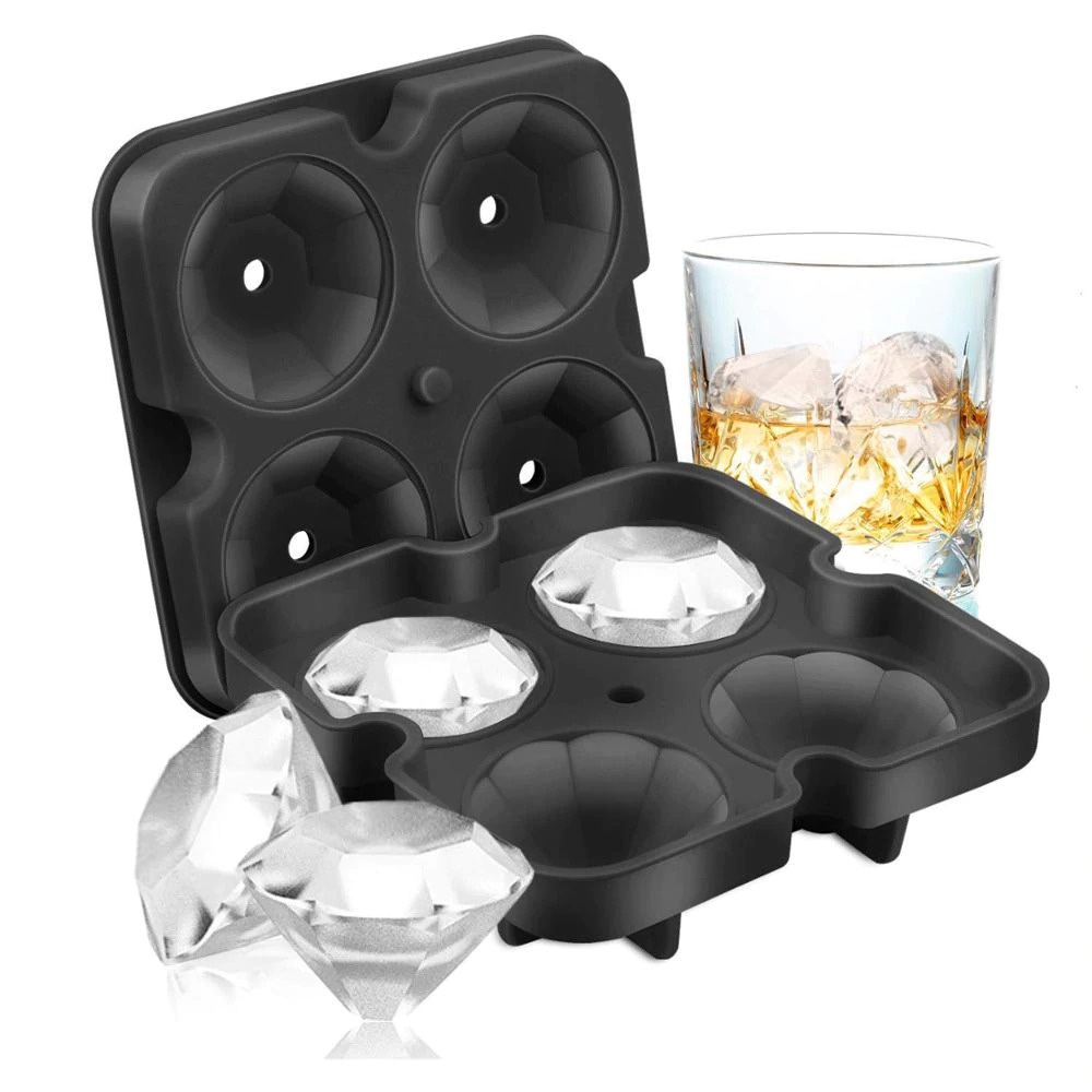 

Winzwon Cetakan Es Batu Silikon Berlian 4 Grid Ice Cube Mold - A1871