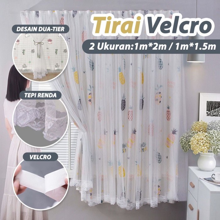Tirai Gorden Jendela Velcro Tanpa Paku