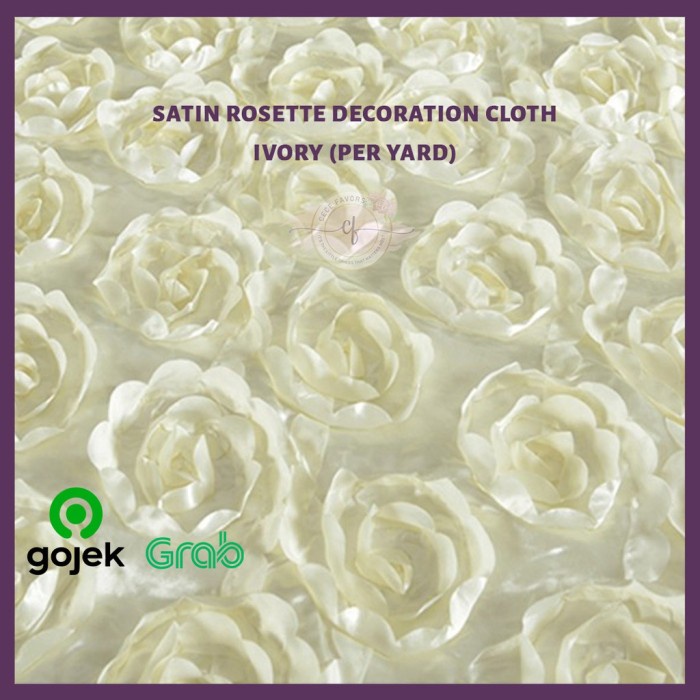 Kain Backdrop Taplak Meja Satin Rosette Decoration Cloth - Ivory