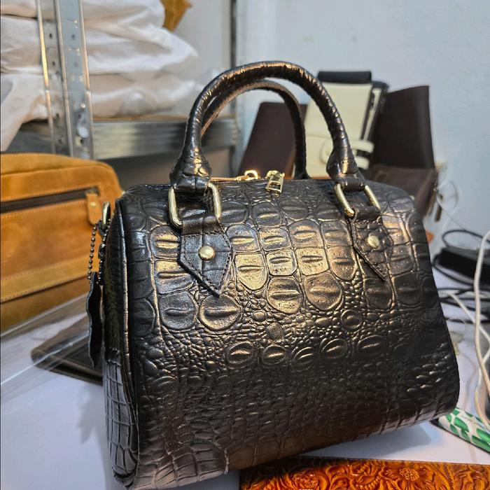 KODE F tas kulit asli mini speedy motif croco
