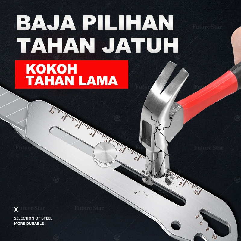 

Gratis Ongkir !! Pisau Cutter 6 In 1 Set / Utility Knife / 11Pcs Multifungsi 18Mm Besi Baja Besar