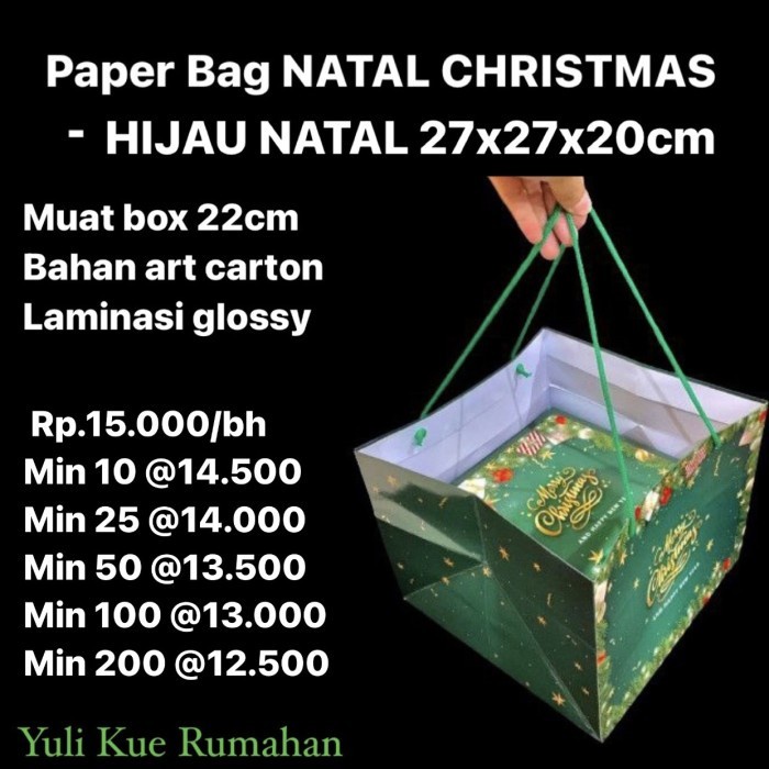 

Flashshow Paper Bag Natal Christmas Ukuran 27x27x20cm Muat Box 22cm atau 25cm