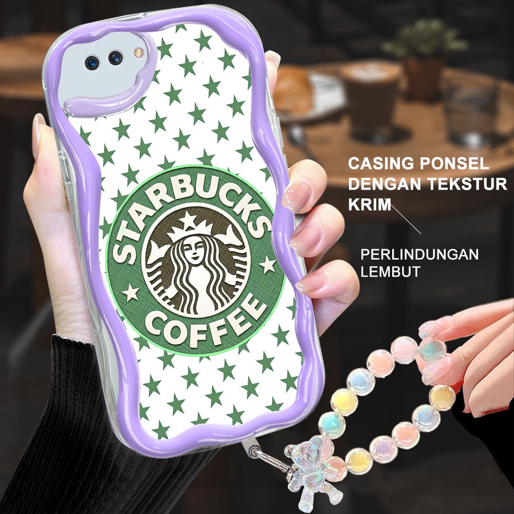 Duang OPPO A1K A3S A12E A5 K10 A96 F9 PRO Terbaru Casing HP Lucu Starbucks Logo Soft case Cover + La