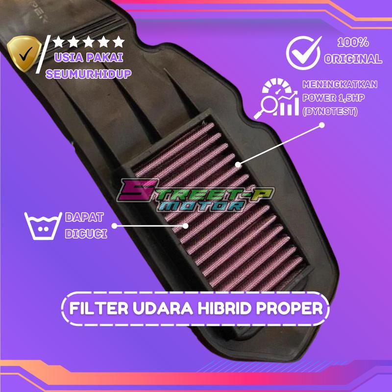 FILTER UDARA PROPER RACING LINE SEMUA VARIAN MOTOR Jaring Hybrid Motorcycle filter  udara kain