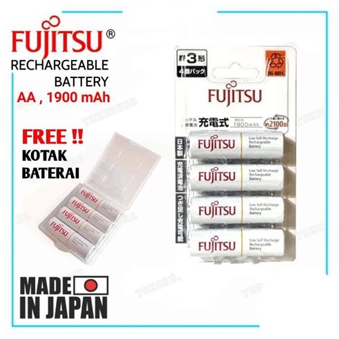PAKET BATERAI FUJITSU AA 4 PCS 1900 MAH RECHARGEABLE + CASING KODE 500