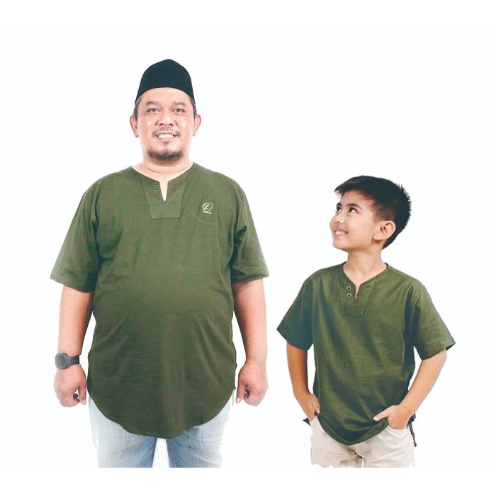 Kaos Kurta Pria Dewasa Big Size Polos Katun Lengan Pendek Jumbo Baju Koko Muslim Katun Kurta
