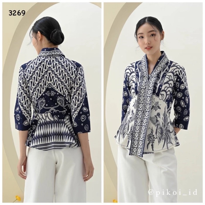 baju batik wanita lengan panjang / atasan batik kantor seragam pendek