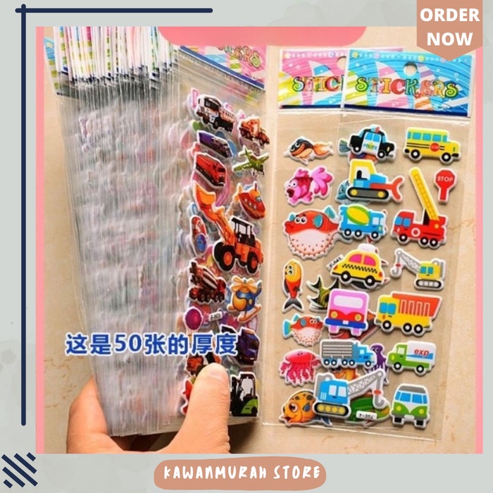 

Sticker 3D Timbul Mainan Anak Karakter Lucu / Sticker Tempel Timbul
