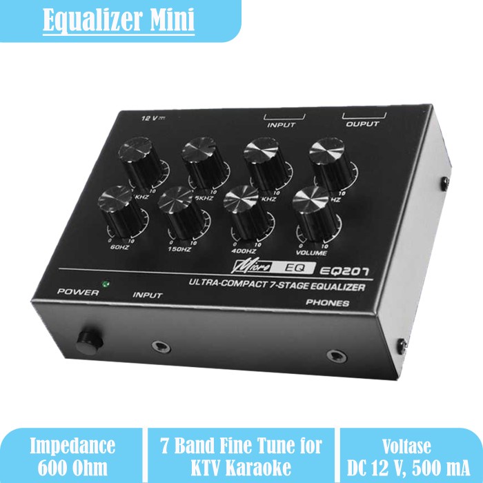 Equalizer Mini EQ207 Micro Audio Preamp 7 Band Fine Tune for KTV Karaoke