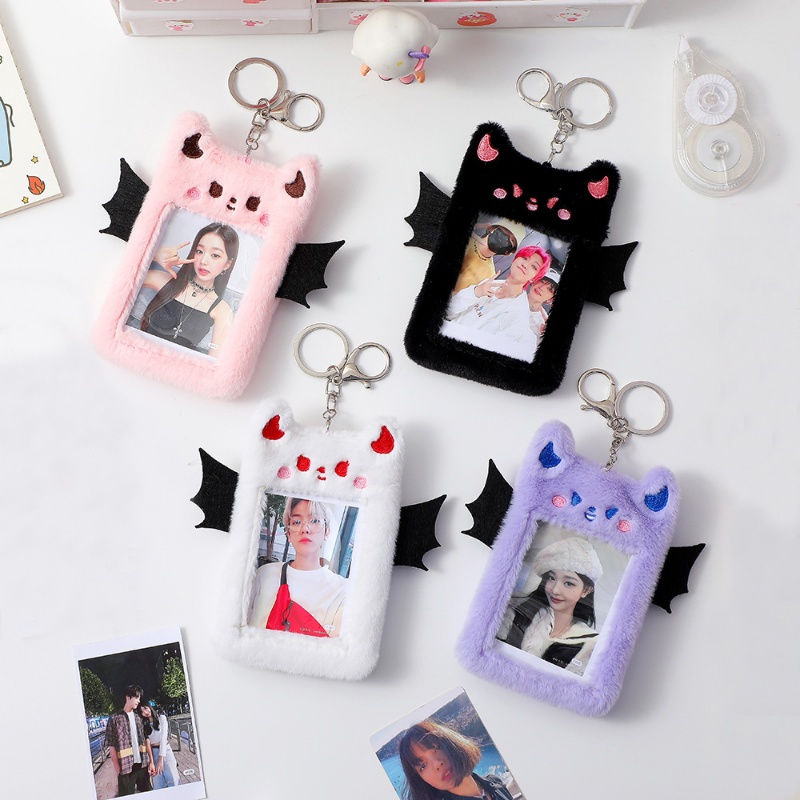 

3Inch Kawaii Plush Kpop Binder Photocard Holder Keychain Porte Cl Instax Mini Photo Album Anime Card