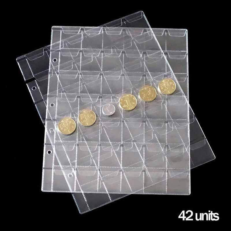 

New10 PCS/Lot 42 grid/sheet PVC sheets for coins album transparent inside pages 252*200mm inners of