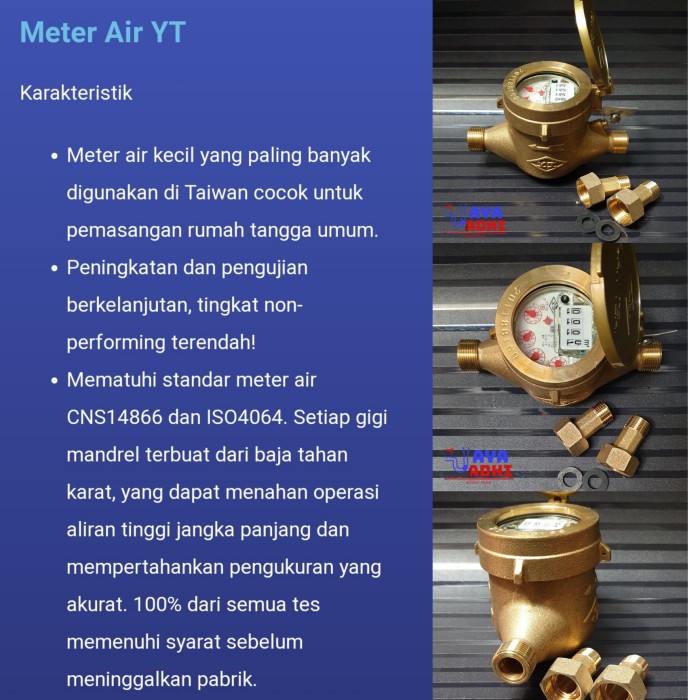 Meteran air kuningan 3/4 in SNI