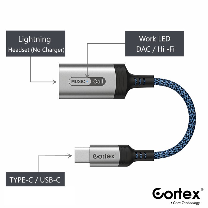 DELYTH CORTEX MH306 TIPE C TO LIGHTNING SPLITTER TYPE C ADAPTER CONVERTER