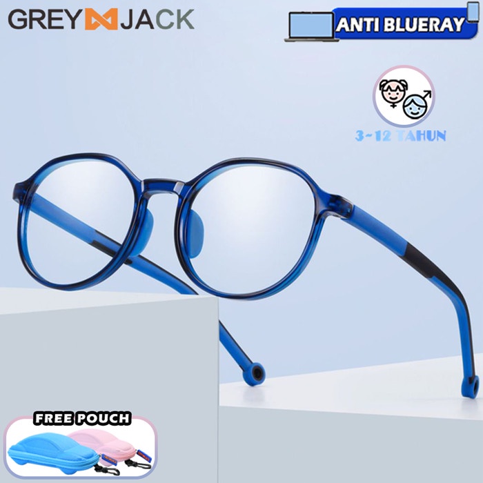 Grey Jack Kacamata Anak Antiradiasi Blueray Model Oval Ringan 2235
