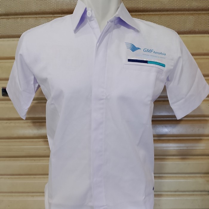 Kemeja GMF AEROASIA Seragam GMF Putih Pendek