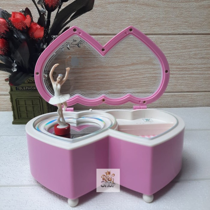Kotak Musik Perhiasan Double Love Balerina Box Music