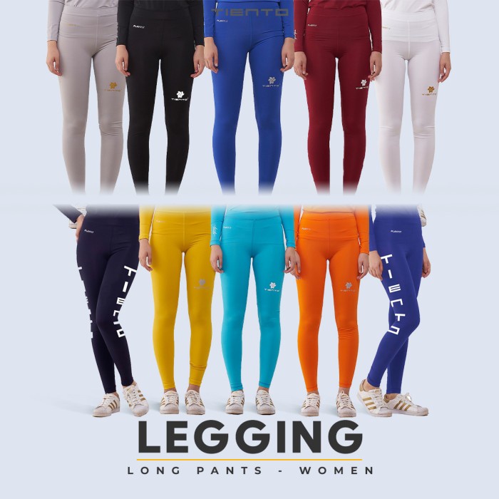Tiento Celana Legging Olahraga Wanita Long Pants Cewek Black White